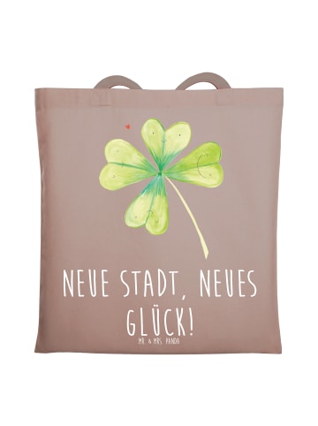 Mr. & Mrs. Panda Tote Bag Umzug neue Stadt mit Spruch in Braun Pastell