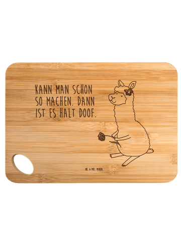 Mr. & Mrs. Panda Holzbrett Alpaka Blume mit Spruch in Braun