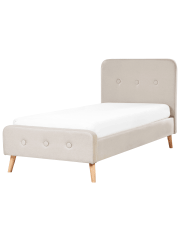 Beliani Einzelbett RENNES in Beige/Braun - (W) 101 x (H) 107 x (L) 216 cm