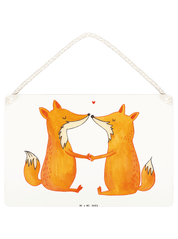 Mr. & Mrs. Panda Schild Füchse Liebe ohne Spruch in Weiß