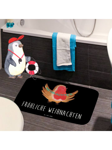 Mr. & Mrs. Panda Badezimmerteppich Rotkehlchen Weihnachten mit S... in Schwarz