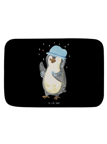 Mr. & Mrs. Panda Badezimmerteppich Pinguin Duschen ohne Spruch in Schwarz