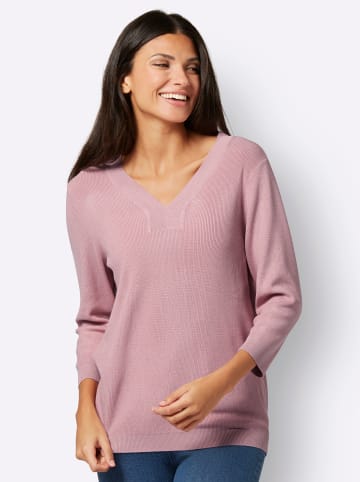 Sieh an! V-Ausschnitt-Pullover in hortensie