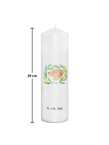 Mr. & Mrs. Panda Kerze Hund Blumen ohne Spruch in Weiß