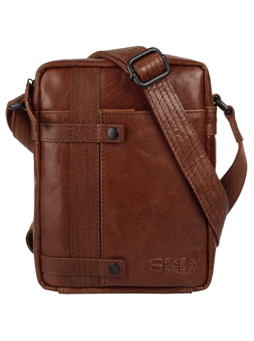SPIKES & SPARROW Umhängetasche echt Leder in cognac