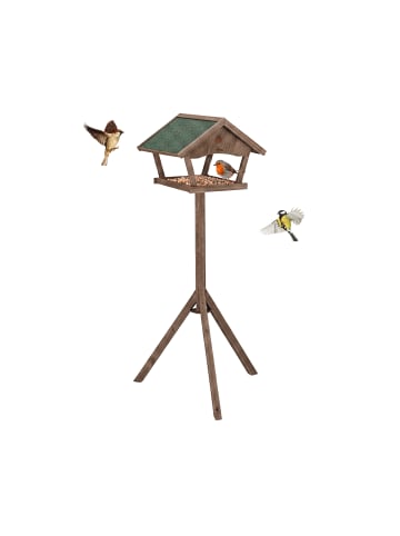 relaxdays Vogelfutterhaus in Braun/ Grün - (B)66 x (H)137 x (T)59 cm
