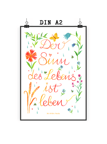 Mr. & Mrs. Panda Poster Sinn des Lebens mit Spruch in Bunt