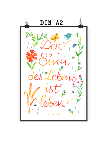Mr. & Mrs. Panda Wandbild Sinn des Lebens mit Spruch in Bunt