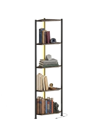 HOMCOM Bücherregal in Rustikal Braun 32L x 32B x 147H cm