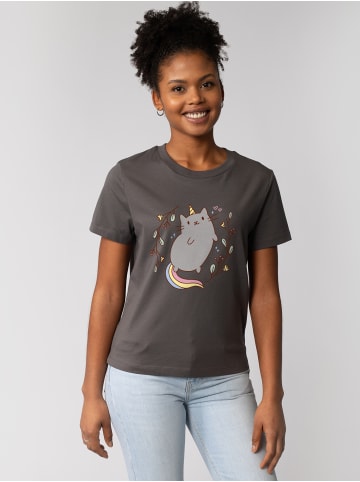 wat? Apparel T-Shirt Unicorn Cat in Grau