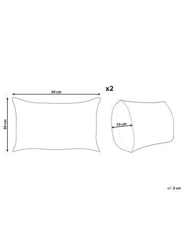 Beliani 2er-Set Dekokissen ARALES in Rosa/Weiß/Schwarz