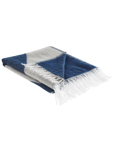 Beliani Kuscheldecke HALEDE in Beige/Blau - (W) 130 x (H) 1 x (L) 170 cm