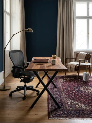 KADIMA DESIGN Schreibtisch Holz Akazie Baumkante, Kompakt, Platzsparend