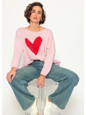SASSYCLASSY Oversize Pullover mit Herz in Rosa