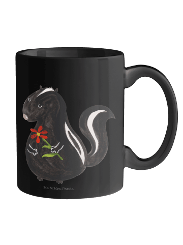 Mr. & Mrs. Panda Tasse Stinktier Blume ohne Spruch in Schwarz