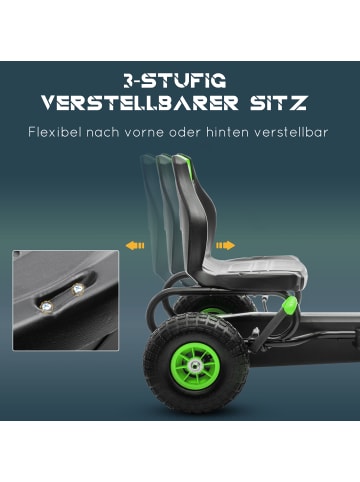 HOMCOM Gokart Tretauto in Grün & Schwarz 121L x 58B x 61H cm
