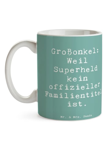 Mr. & Mrs. Panda Kaffeepott Spruch Großonkel Superheld mit Spruch in Meeresbrise