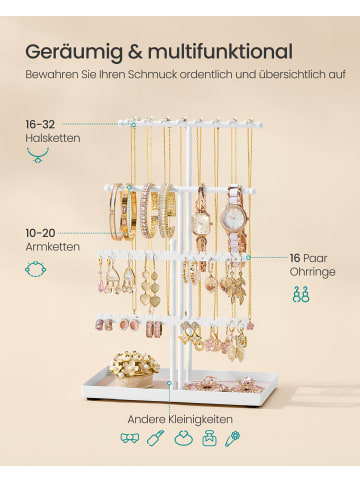 SONGMICS Schmuckständer Caeley in Mattweiß - (B)12 x (H)30 x (T)21 cm