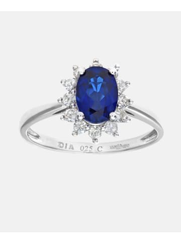 Diamant L'éternel Cluster-Ring aus 375 Weißgold mit Diamant mit Saphir