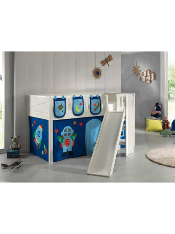 58 aufm Kessel KINDERBETT mit Rutsche Karyl Massivholz Weiß Textilset Astro 3