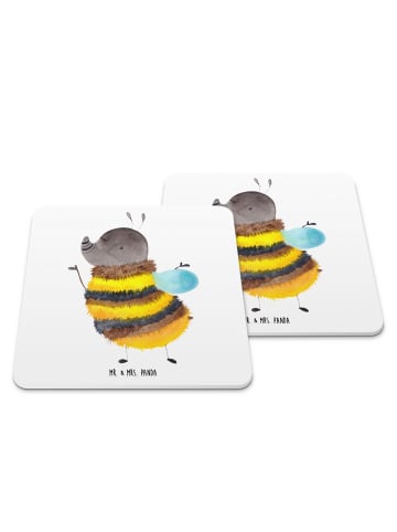 Mr. & Mrs. Panda Bierfilz Hummel flauschig ohne Spruch in Weiß