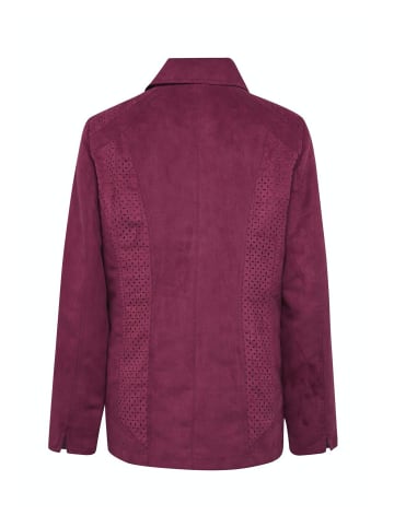GOLDNER Kurzgröße: Velourslederimitat-Blazer in weinrot
