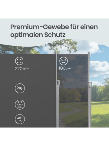 SONGMICS Seitenmarkise Sheld in Anthrazit - (B)400 x (H)200 cm