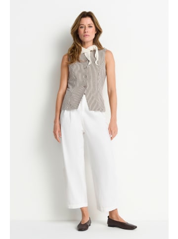 Rich & Royal Pleated Barrel Leg Denim in White Stone