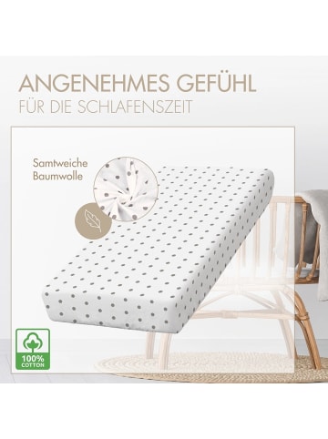 Räuberella Kinder-Spannbettlaken Graue Tupfen in Weiß - 140 x 70 cm