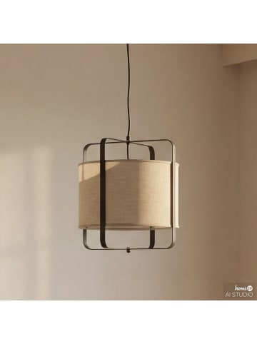 home24 Pendelleuchte SCOTTO in Beige / Schwarz