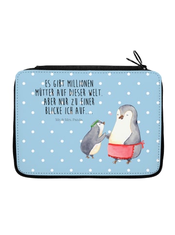 Mr. & Mrs. Panda Mäppchen Pinguin mit Kind mit Spruch in Blau Pastell