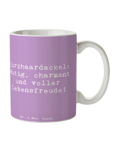 Mr. & Mrs. Panda Tasse mit Motiv Spruch Mutiger Dackel mit Spruch in Lavendeltraum