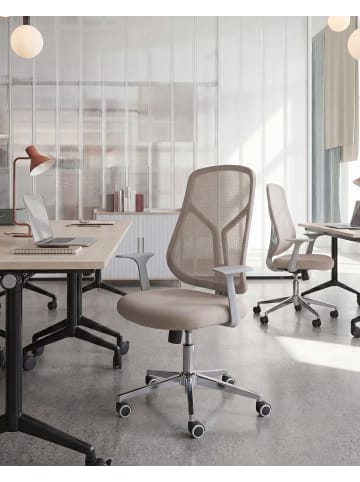 Beliani Bürostuhl NUVINER in Beige/Silber/Grau - (W) 60 x (H) 109 x (L) 60 cm