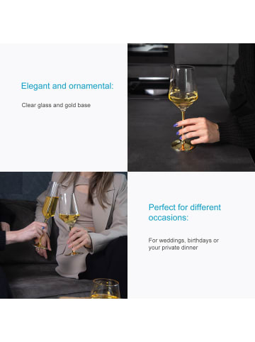 Intirilife Wein Glas 380 ml Rotwein Weißwein Gläser in 4x 380ml Transparent