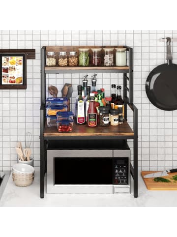 COSTWAY 3 Stufiges Mikrowellenregal 52 x 42 x 78 cm in Schwarz