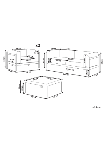 Beliani 4-tlg Lounge Set FERRETTI in Grau/Beige