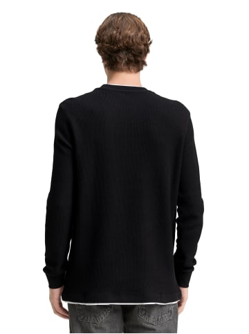 TOM TAILOR Denim Langarmshirt in schwarz