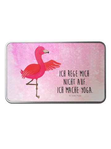 Mr. & Mrs. Panda Keksdose Flamingo Yoga mit Spruch in Aquarell Pink