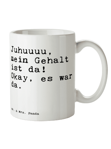 Mr. & Mrs. Panda Tasse Juhuuuu, mein Gehalt ist... mit Spruch in Weiß