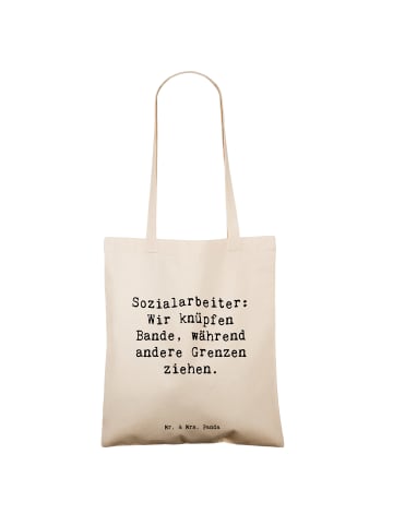 Mr. & Mrs. Panda Tasche Spruch Sozialarbeiterin Einheite knüpfen mi... in Creme