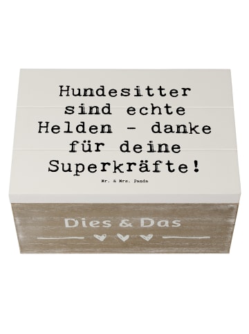 Mr. & Mrs. Panda Holzkiste Spruch Hundesitter Helden mit Spruch in Weiß