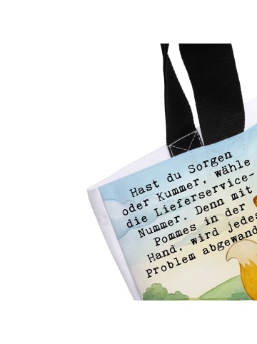 Mr. & Mrs. Panda Tote Bag Fuchs Lieferung Pommes Design mit Spruch in Weiß