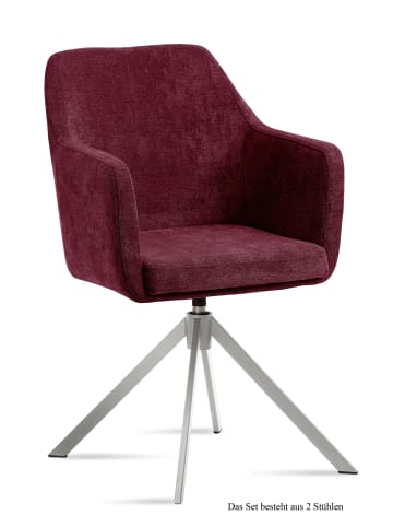 58 aufm Kessel ARMLEHNSTUHL drehbar (2er-Set) Duscha 57x87x60 Edelstahl/Marsala