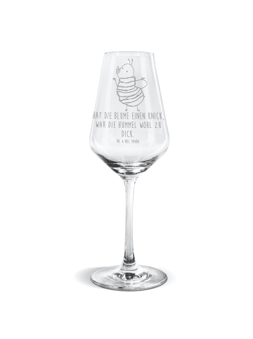 Mr. & Mrs. Panda Weißwein Glas Hummel flauschig mit Spruch in Transparent