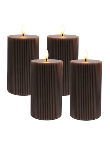 relaxdays 4 x LED Kerzen in Coffee - (H)13 x Ø 7,5 cm