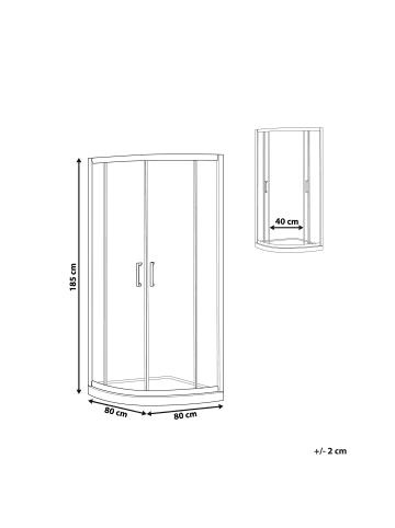 Beliani Duschkabine JUKATAN in Transparent/Schwarz - (W) 80 x (H) 185 x (L) 80 cm