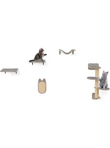 COSTWAY 5 PCS Kletterwand Katzen in Hellbraun