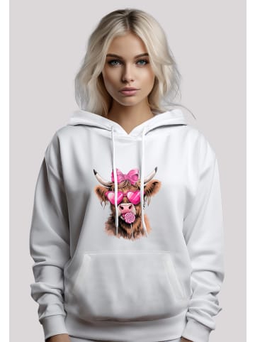 F4NT4STIC Hoodie Highland Cow Valentinstag Sonnenbrille in weiß