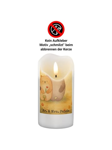 Mr. & Mrs. Panda Kerze Bären Liebe Design mit Spruch in Weiß