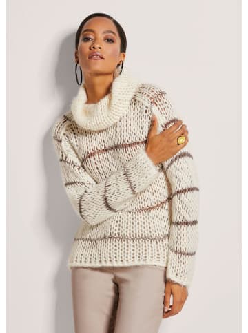 MADELEINE Grobstrick-Pullover mit Rollkragen in wollweiß / cappuccino